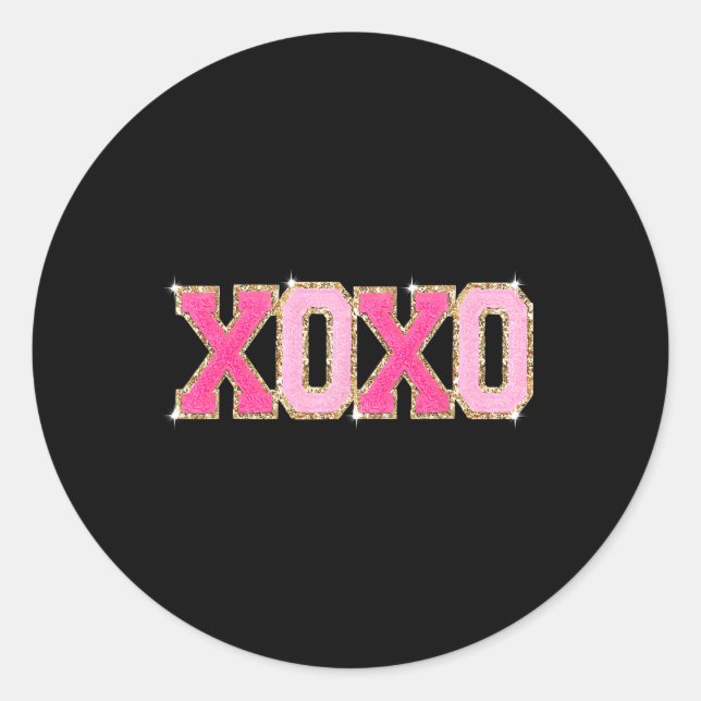 Sticker Rond Chenille Patch Sparkling Xoxo Saint-Valentin Cœur (Devant)