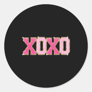Sticker Rond Chenille Patch Sparkling Xoxo Valentines Jour Coeu