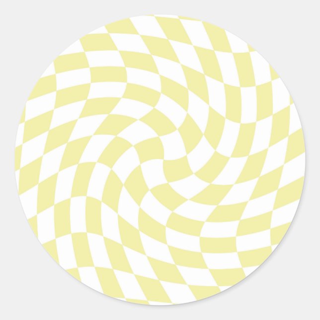 Sticker Rond Chèques déroutés en sable jaune rétro À damiers (Devant)