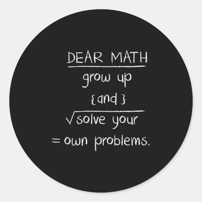 Sticker Rond Cher Citation Amusante Math (Devant)