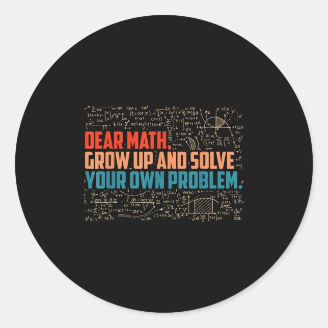 Sticker Rond Cher Math Augmente Des Maths Drôle Dire (Devant)