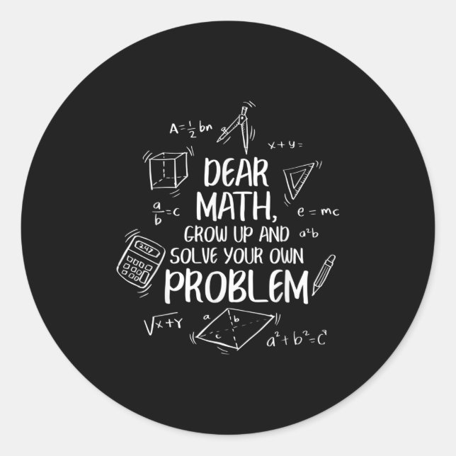 Sticker Rond Cher Math Augmente Et Résolvez Vos Propres Problèm (Devant)