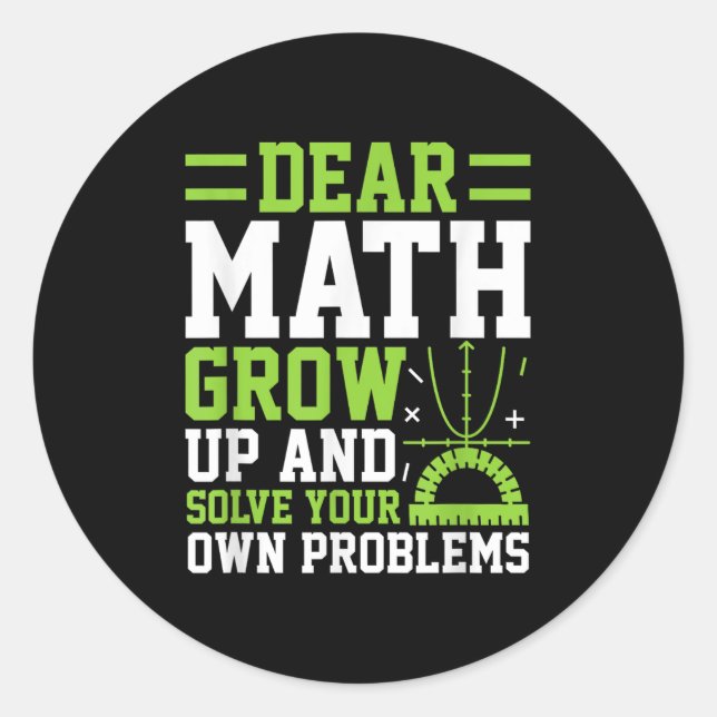 Sticker Rond Cher Math Augmente Et Résoudre Vos Propres Problèm (Devant)