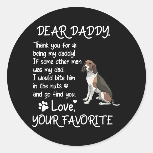 Sticker Rond Cher papa Coonhound Chien Papa Fête des pères (Devant)