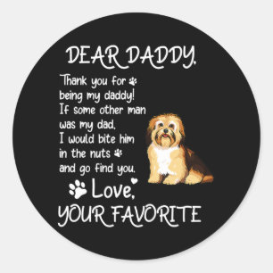 Sticker Rond Cher Papa Havanais Chien Papa Fête des pères 