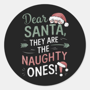 Sticker Rond Cher Père Noël, ce sont les vilains Noël 