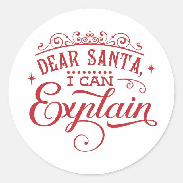 Sticker Rond Cher Père Noël, je peux expliquer l'enveloppe de N (Devant)