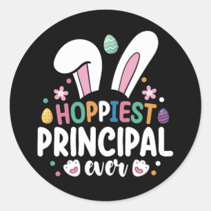 Sticker Rond Chercher Principal De Chaque École OEufs De Lapin