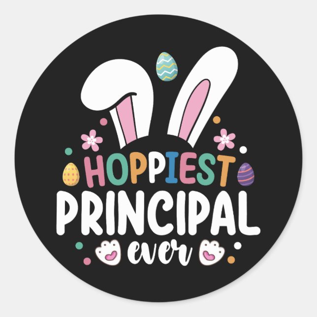 Sticker Rond Chercher Principal De Chaque École OEufs De Lapin  (Devant)