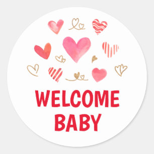 Sticker Rond Chérie C'est un Baby shower Bienvenue bébé