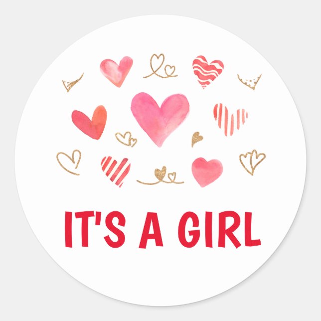 Sticker Rond Chérie C'est un Baby shower de fille (Devant)