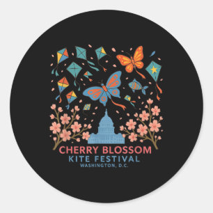 Sticker Rond Cherry Blossom - Kite Festival Washington Dc T Shi
