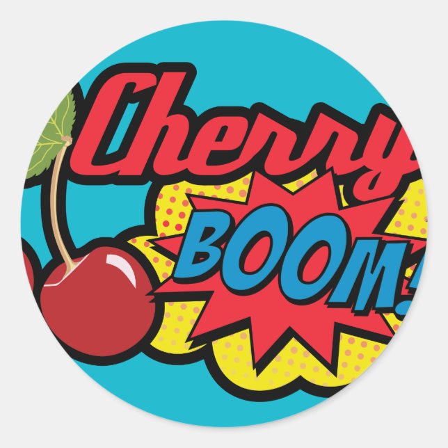 Sticker Rond Cherry Boom ! ! (Devant)