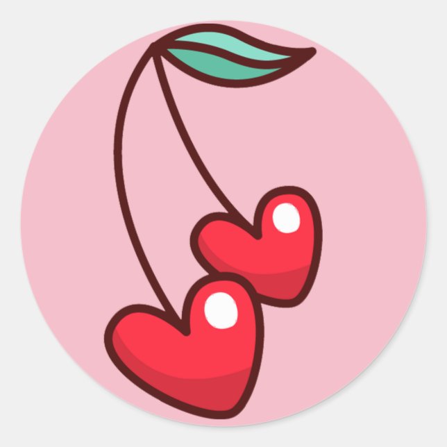 Sticker Rond Cherry Hearts (Devant)