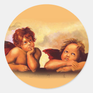 Sticker Rond Cherubs, Angels, Après Raphael : Oeuvre D'Origine