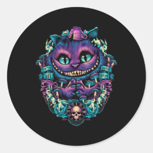 Sticker Rond Cheshire Chat Chemise Alice Au Pays Des Merveilles
