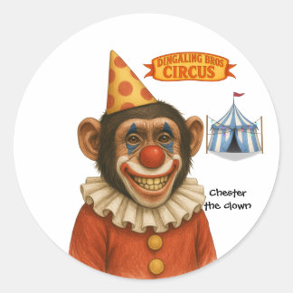 Sticker Rond Chester the chimp clown