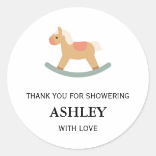 Sticker Rond Cheval à Bascule Jouet Ancien Baby Shower