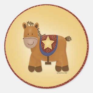 Sticker Rond Cheval animal farci de bébé
