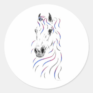 Sticker Rond Cheval arabe élégant