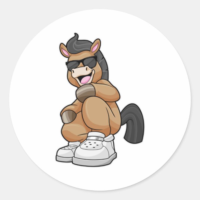 Sticker Rond Cheval avec de grandes chaussures (Devant)