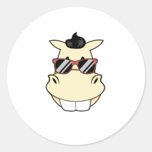 Sticker Rond Cheval avec lunettes de soleil