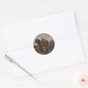 Sticker Rond Cheval Belge Brown Peinture fine d'art :