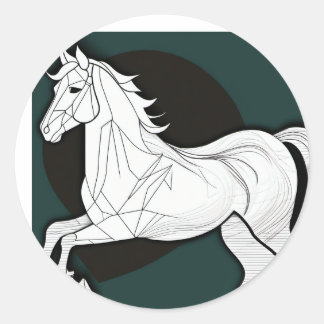 Sticker Rond cheval blanc