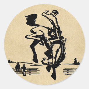 Sticker Rond Cheval Bronco et cavalier