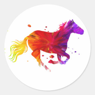 Sticker Rond Cheval coloré
