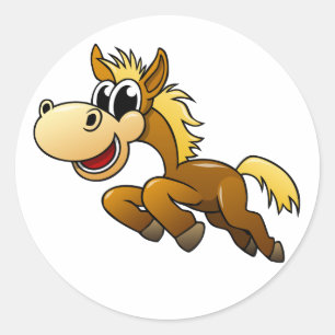 Sticker Rond Cheval de bande dessinée