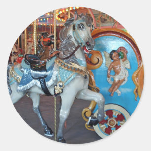 Sticker Rond Cheval de carrousel avec l'ange !