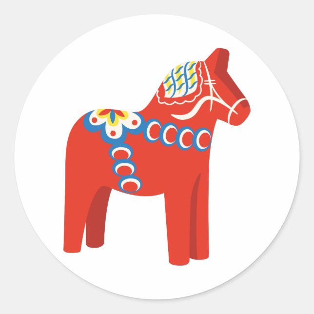 Sticker Rond Cheval de Dala suédois (Devant)
