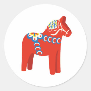 Sticker Rond Cheval de Dala suédois