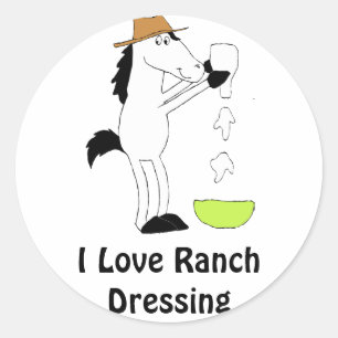 Sticker Rond Cheval De Dessin Avec Robe De Ranch