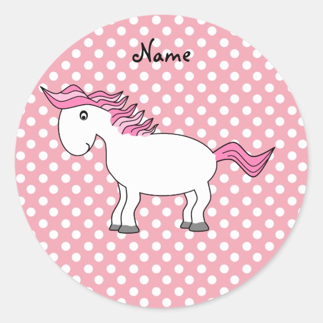 Sticker Rond Cheval de nom personnalisé (Devant)