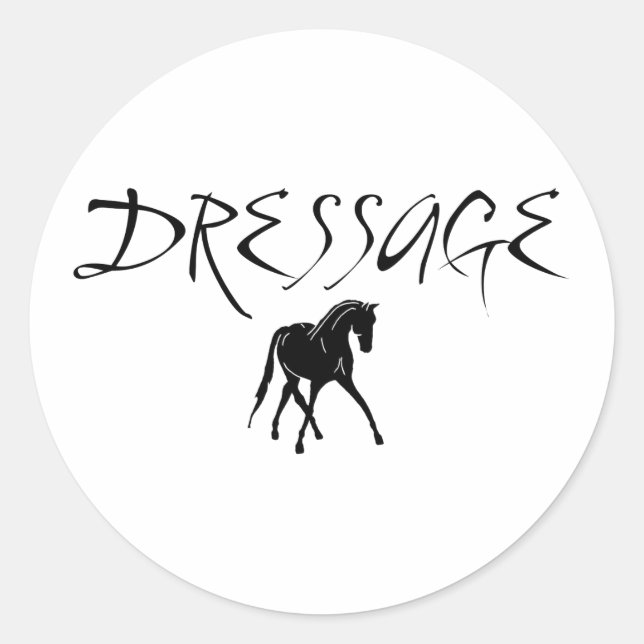 Sticker Rond Cheval De Pente Avec Texte Dressage (Devant)
