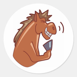 Sticker Rond Cheval de rire