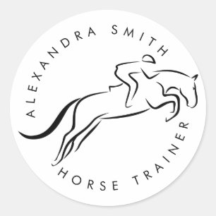 Sticker Rond Cheval de saut   Équitation   Entraîneur de chevau
