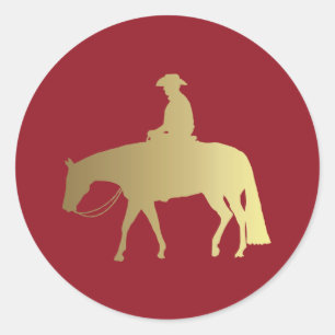Sticker Rond Cheval d'or/de Bordeaux plaisir