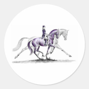 Sticker Rond Cheval Dressage en Trot Piaffe