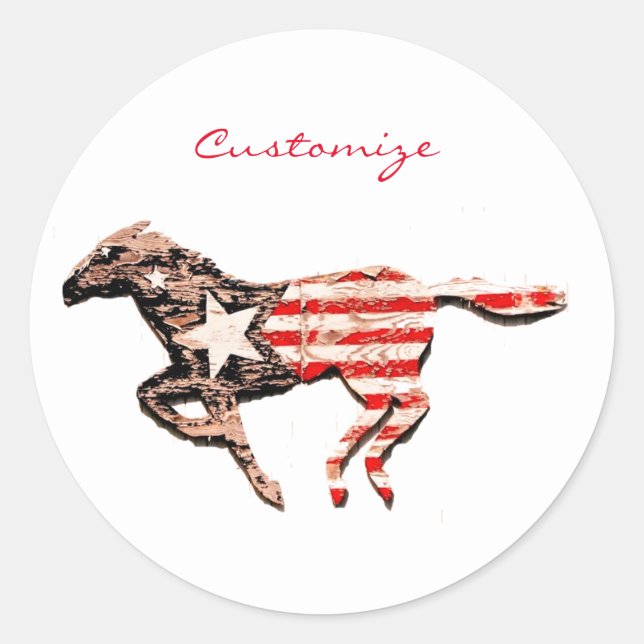 Sticker Rond Cheval du drapeau américain qui court Thunder_Cove (Devant)