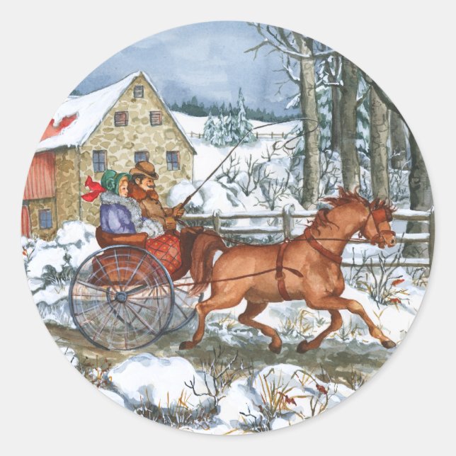 Sticker Rond Cheval et transport (Devant)