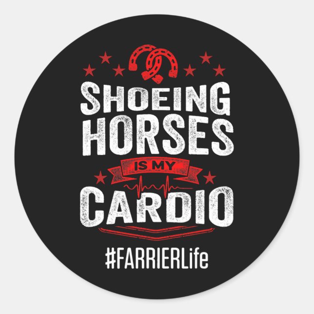 Sticker Rond Cheval Farrier Outil de travail Drapeau Horseshoe  (Devant)