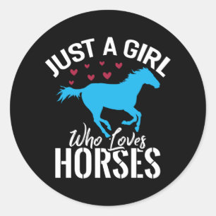 Sticker Rond Cheval Girl équitation Love Chevaux Lover Idée cad