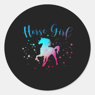 Sticker Rond Cheval Girl Horseback équitation équitation dire h