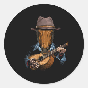 Sticker Rond Cheval Guitare acoustique Cheval Guitare Joueur de