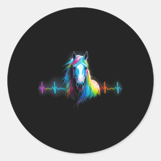 Sticker Rond Cheval Heartbeat Femmes Hommes Filles Ados Horseba