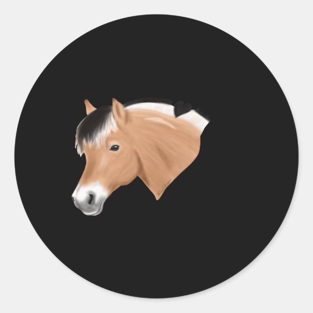 Sticker Rond Cheval Norvégien Du Fjord Pour Rider Fjords (Devant)