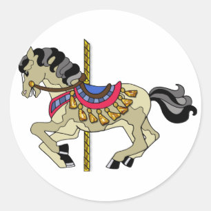 Sticker Rond Cheval Pinto Carousel